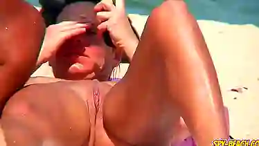Hot LATINA Nudist Close-Up Pussy Beach Voyeur Video