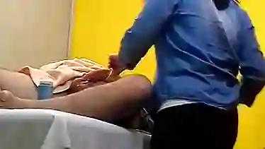 Female waxing balls and dick with erection