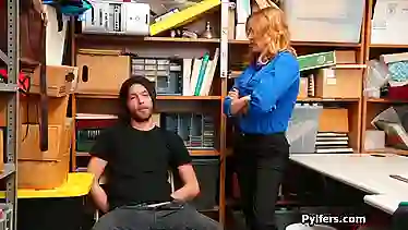 MILF security guard catches and fucks thief