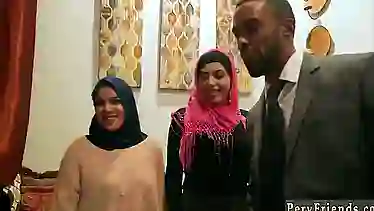 Public blowjob Hot arab chicks try foursome