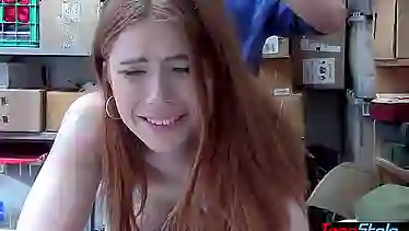Irish redhead teen shoplifter fucked