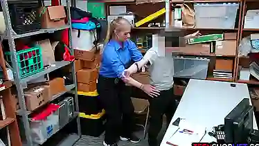 Female security guard catches a thief in her store