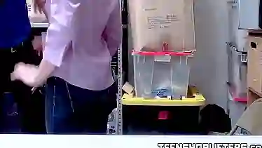 Sneaky little shoplifter caught and fucked by security guard