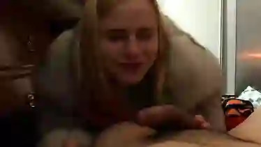 AMWF white girl in fur suck Asian cock