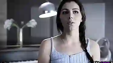 Housemaid cleans the floors and a cock!