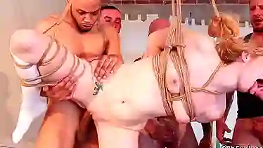Blonde orgy lover suffers bdsm orgy