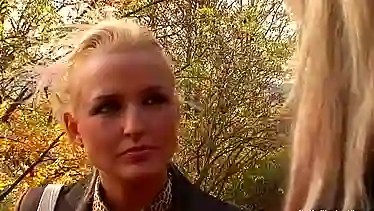 Clothed Euro blondes in a threesome
