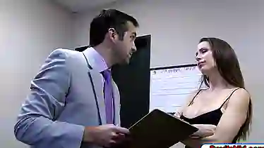 Busty wife fucks her husbands worker in his office