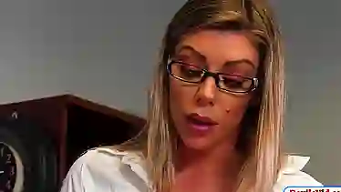 Busty secretary rides her boss hard cock