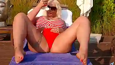 Amazing blonde woman with big boobs, Kyra Hot is having hardcore sex with her handsome gardener