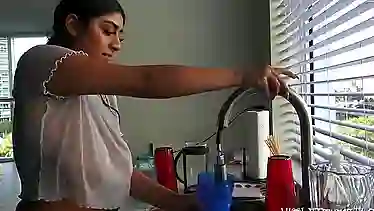 Violet Myers Sexy Dishwashing Voyeur Time