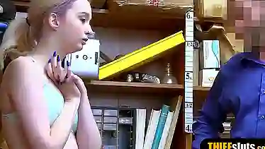 Cute skinny teen thief has to fuck for her freedom