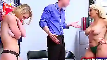 Two shoplifters fucked by store officer