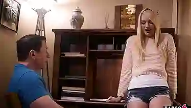 Teen daughter begs stepdad for creampie