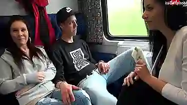Hot Foursome Sex in Public TRAIN