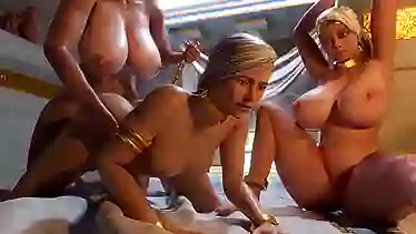 Dominant Shemale MILF fucking two Slave-Girls
