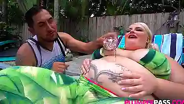 Tiffany Star, the blonde BBW MILF, flaunts her massive tits and shows off her big ass