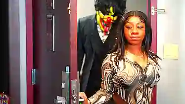 Lola B gets down & dirty with the clown Gibby in hot ebony action