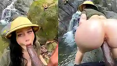 Naughty teen gets a BBC in the great outdoors