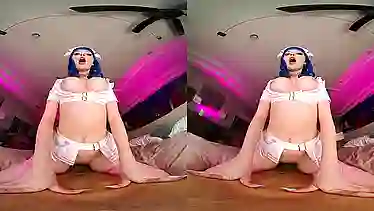 Experience the ultimate cosplay experience with busty babe in VR