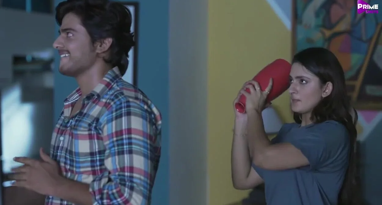 Ayesha Kapoor's intense gaze as she finds pleasure with a dildo