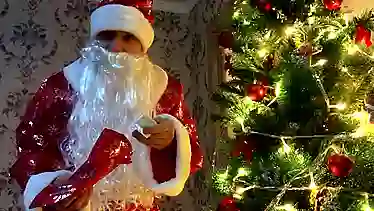 Hot homemade orgy with naughty santa and his hot new year condom