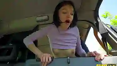 Russian teen with short hair pays for a ride with her mouth and tight pussy