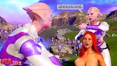 Joi in Futa Babe gets drenched in Alien threesome on another planet
