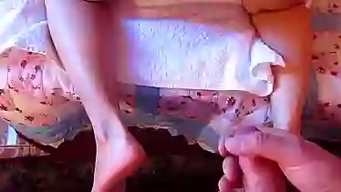 Panty Job HAIRY PUSSY CUMSHOT-White Zinnia full