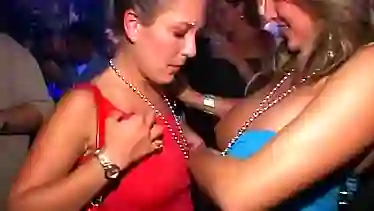 Girls flashing and licking tits at a party